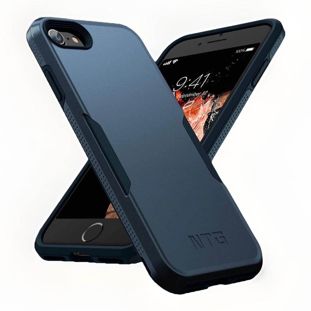 NTG Shockproof Case for iPhone SE/8/7 Heavy Duty Rugged Tough Slim Cover Blue